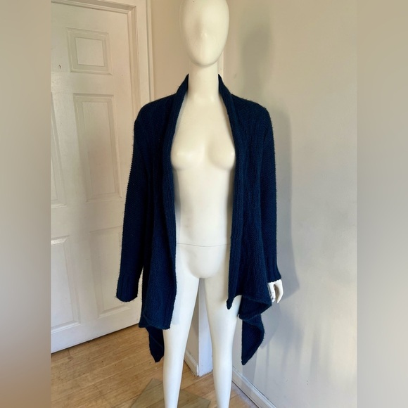 Antoine & Lili Women’s Alpaca Wool Cardigan Sweater Navy Blue Sz L Boho Coastal - Picture 2 of 9